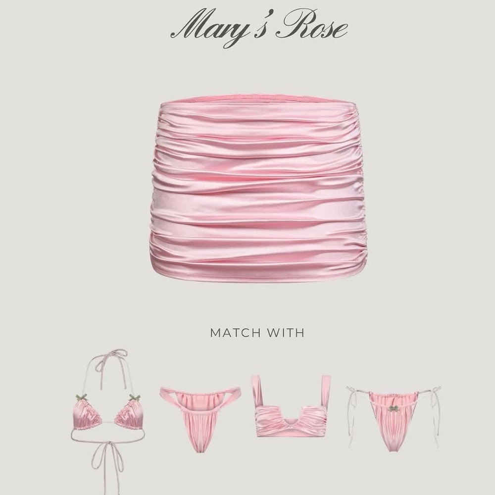Mary's Rose Pink Ruched Bikini Skirt size large